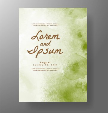 Elle boyanmış suluboya düğün davetiyesi şablonu