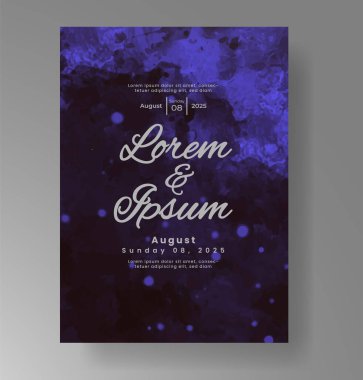 Elle boyanmış suluboya düğün davetiyesi şablonu