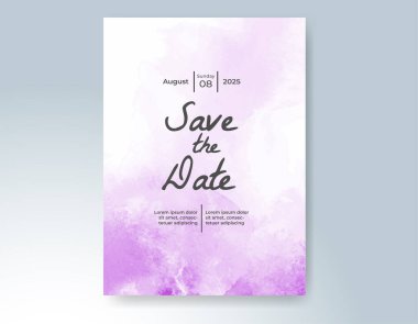 Elle boyanmış suluboya düğün davetiyesi şablonu