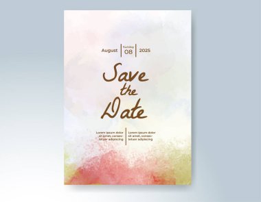 Elle boyanmış suluboya düğün davetiyesi şablonu