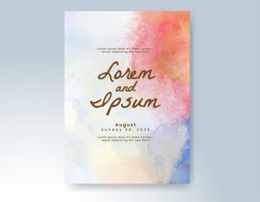 Elle boyanmış suluboya düğün davetiyesi şablonu