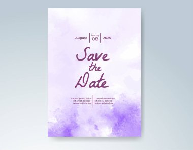 Elle boyanmış suluboya düğün davetiyesi şablonu