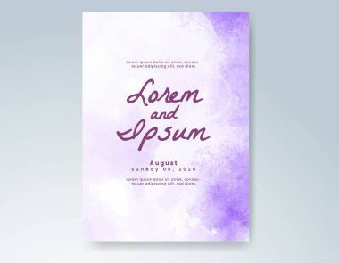 Elle boyanmış suluboya düğün davetiyesi şablonu