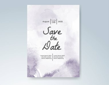 Elle boyanmış suluboya düğün davetiyesi şablonu