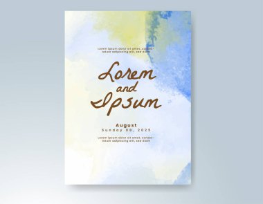 Elle boyanmış suluboya düğün davetiyesi şablonu