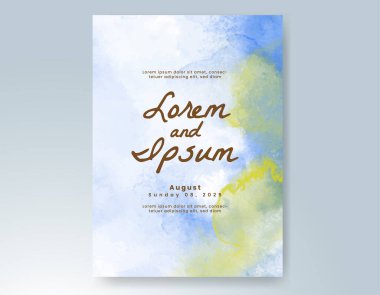 Elle boyanmış suluboya düğün davetiyesi şablonu