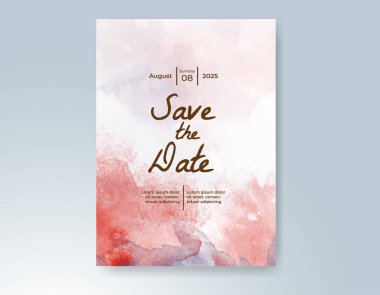 Elle boyanmış suluboya düğün davetiyesi şablonu