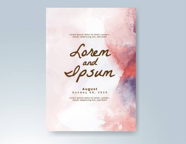 Elle boyanmış suluboya düğün davetiyesi şablonu