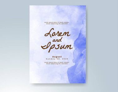 Elle boyanmış suluboya düğün davetiyesi şablonu