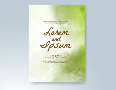 Elle boyanmış suluboya düğün davetiyesi şablonu