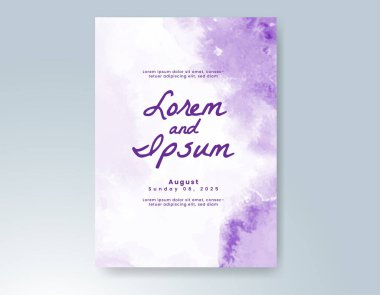 Elle boyanmış suluboya düğün davetiyesi şablonu