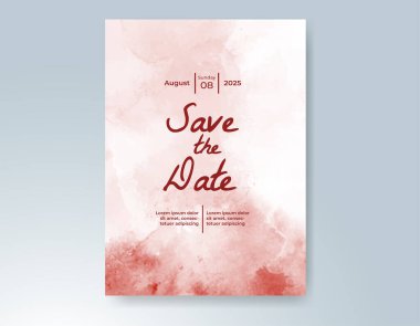 Elle boyanmış suluboya düğün davetiyesi şablonu