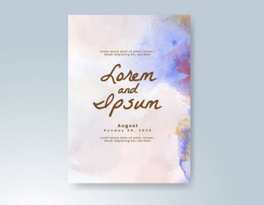 Elle boyanmış suluboya düğün davetiyesi şablonu
