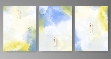 Parlak renkli vektör suluboya arkaplan seti. Randevunuz, kartpostalınız, afişiniz, logonuz için tasarım. 