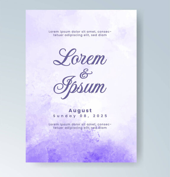 Wedding invitation with Abstract splashed watercolor background