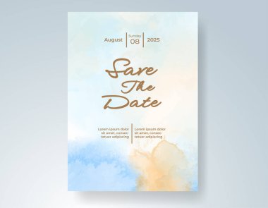 Elle boyanmış suluboya düğün davetiyesi şablonu