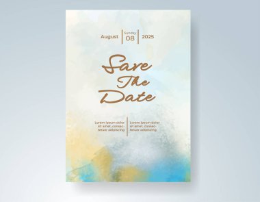 Elle boyanmış suluboya düğün davetiyesi şablonu