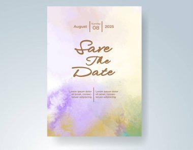 Elle boyanmış suluboya düğün davetiyesi şablonu