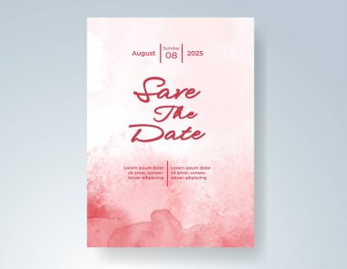 Elle boyanmış suluboya düğün davetiyesi şablonu