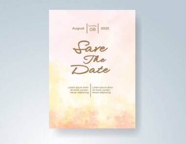 Elle boyanmış suluboya düğün davetiyesi şablonu