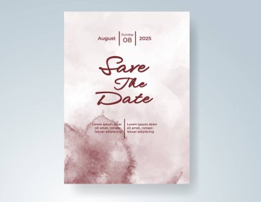 Elle boyanmış suluboya düğün davetiyesi şablonu