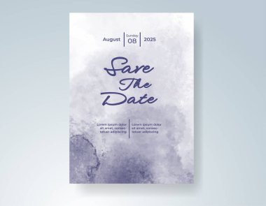 Elle boyanmış suluboya düğün davetiyesi şablonu