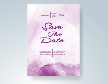 Elle boyanmış suluboya düğün davetiyesi şablonu