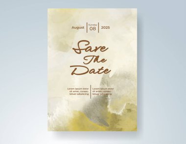 Elle boyanmış suluboya düğün davetiyesi şablonu