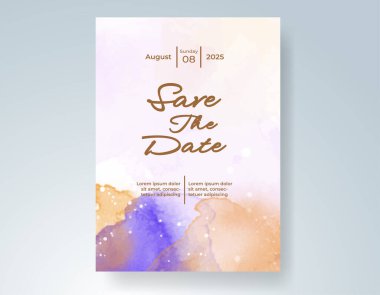 Elle boyanmış suluboya düğün davetiyesi şablonu