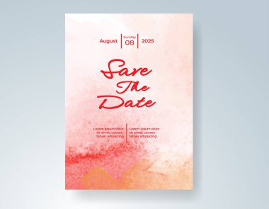 Elle boyanmış suluboya düğün davetiyesi şablonu