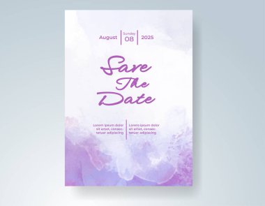 Elle boyanmış suluboya düğün davetiyesi şablonu