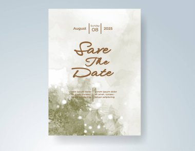 Elle boyanmış suluboya düğün davetiyesi şablonu