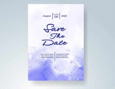 Elle boyanmış suluboya düğün davetiyesi şablonu