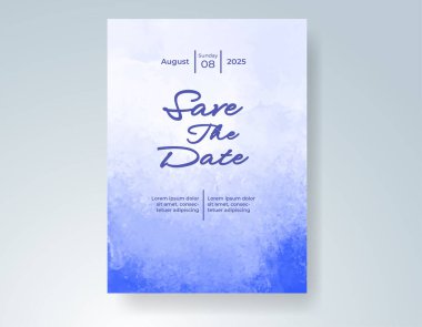 Elle boyanmış suluboya düğün davetiyesi şablonu