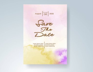 Elle boyanmış suluboya düğün davetiyesi şablonu