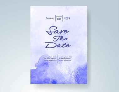 Elle boyanmış suluboya düğün davetiyesi şablonu