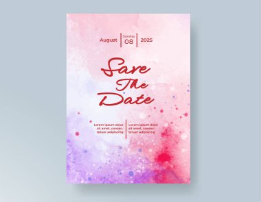 Elle boyanmış suluboya düğün davetiyesi şablonu