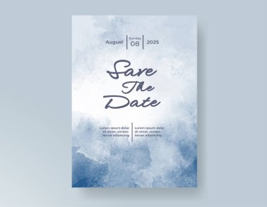 Elle boyanmış suluboya düğün davetiyesi şablonu