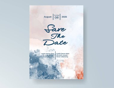 Elle boyanmış suluboya düğün davetiyesi şablonu