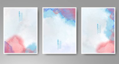 Parlak renkli vektör suluboya arkaplan seti. Randevunuz, kartpostalınız, afişiniz, logonuz için tasarım. 