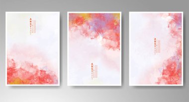Parlak renkli vektör suluboya arkaplan seti. Randevunuz, kartpostalınız, afişiniz, logonuz için tasarım. 