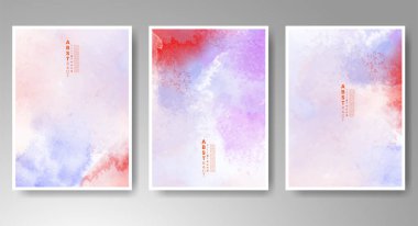 Parlak renkli vektör suluboya arkaplan seti. Randevunuz, kartpostalınız, afişiniz, logonuz için tasarım. 