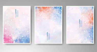 Parlak renkli vektör suluboya arkaplan seti. Randevunuz, kartpostalınız, afişiniz, logonuz için tasarım. 