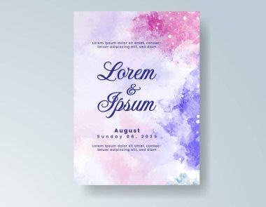 Suluboya düğün davetiyesi, davet için tasarım şablonu