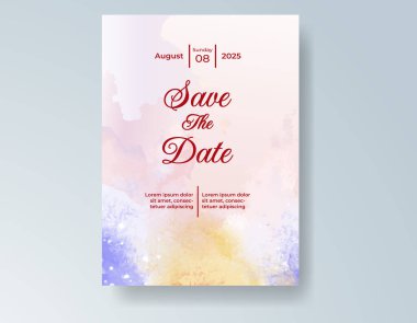 Suluboya düğün davetiyesi, davet için tasarım şablonu