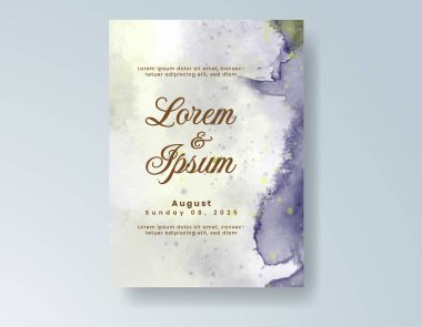 Suluboya düğün davetiyesi, davet için tasarım şablonu