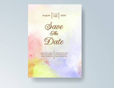 Suluboya düğün davetiyesi, davet için tasarım şablonu