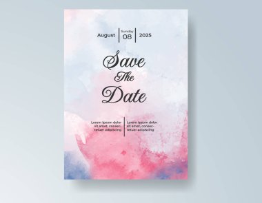 Suluboya düğün davetiyesi, davet için tasarım şablonu