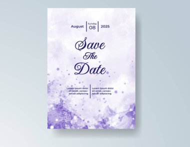 Suluboya düğün davetiyesi, davet için tasarım şablonu