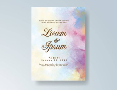 Suluboya düğün davetiyesi, davet için tasarım şablonu